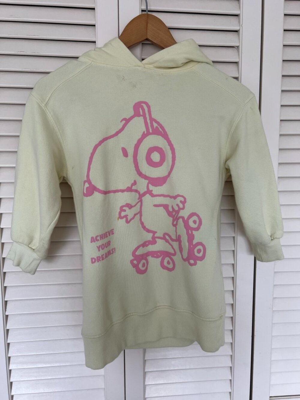 Zara Kids Snoopy Peanuts Graphic Hoodie Pastel Yellow Pink Size 7 122cm